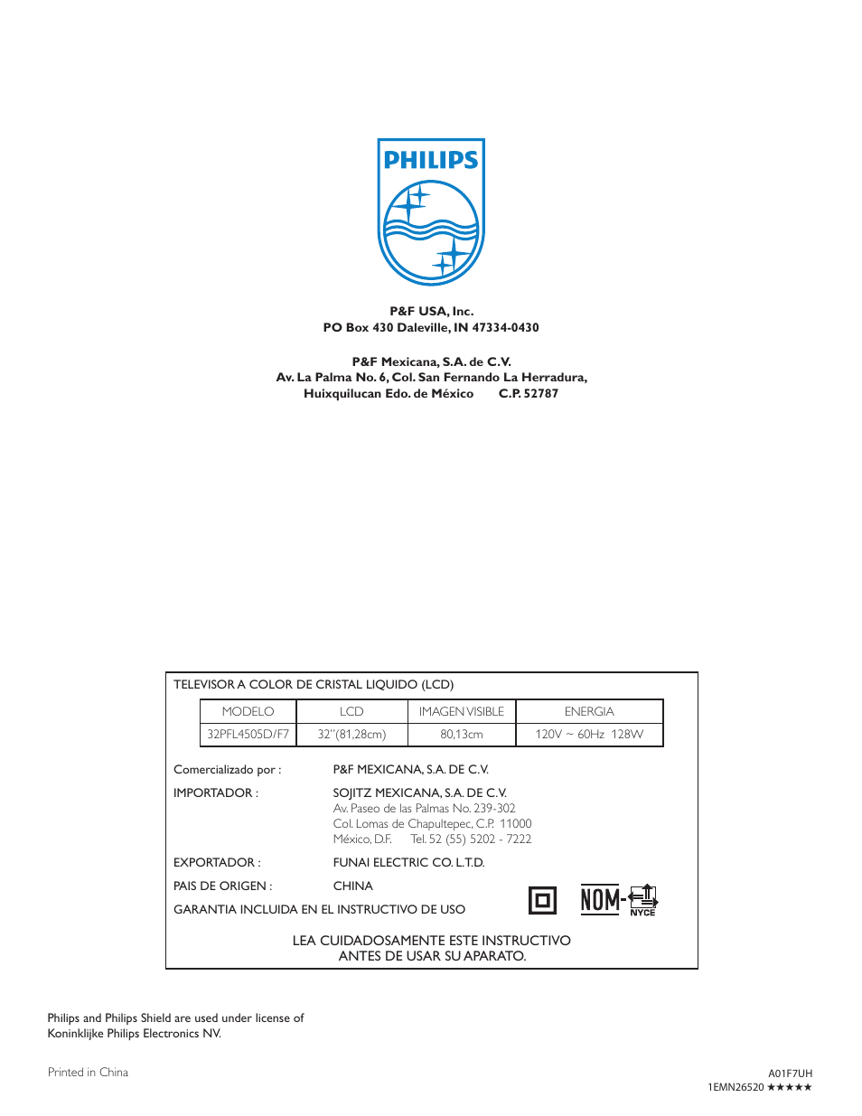 Philips 32PFL4505D-F7 User Manual | Page 38 / 38