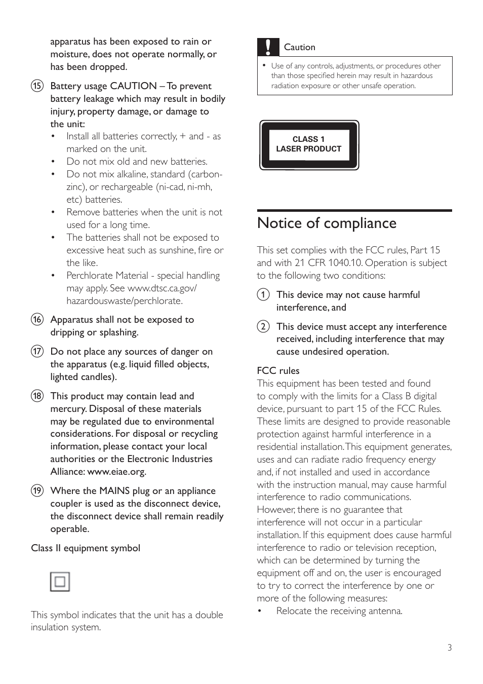 Notice of compliance | Philips BDP2285-F7 User Manual | Page 3 / 30