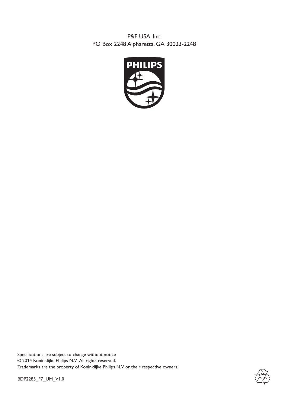 Philips BDP2285-F7 User Manual | Page 30 / 30