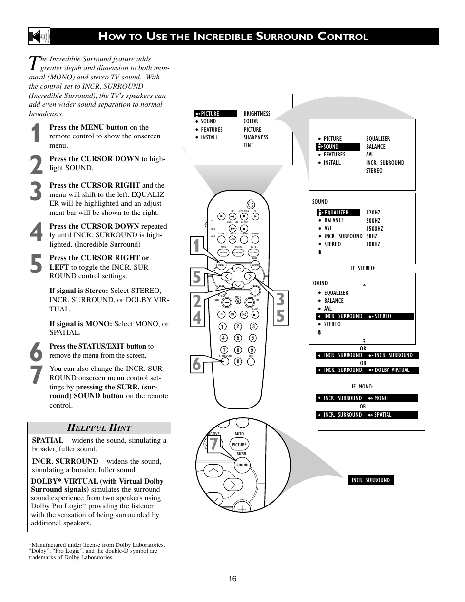 Philips Matchline Flat TV 15PF9945 15" LCD HDTV monitor with Crystal Clear III User Manual | Page 16 / 62