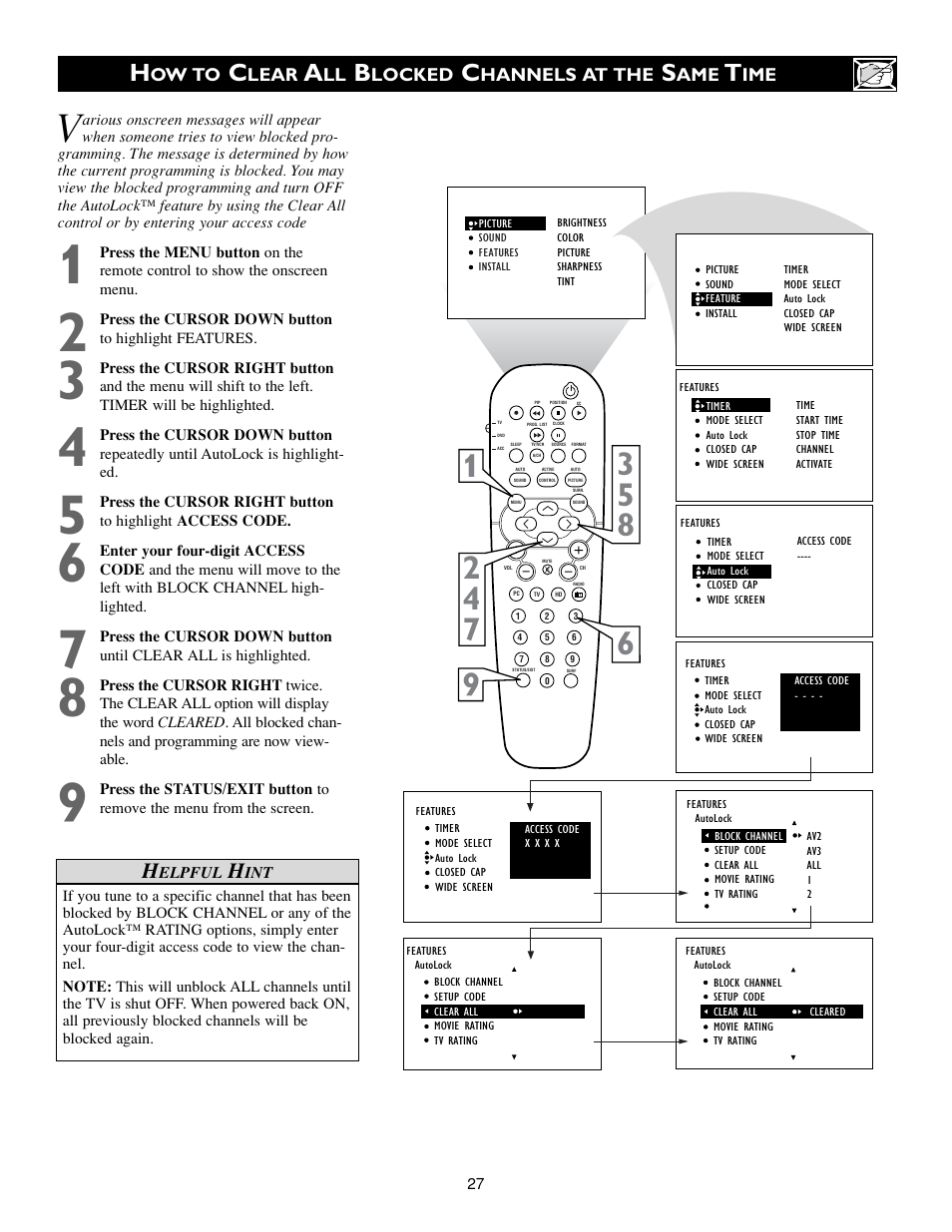 Philips Matchline Flat TV 15PF9945 15" LCD HDTV monitor with Crystal Clear III User Manual | Page 27 / 62