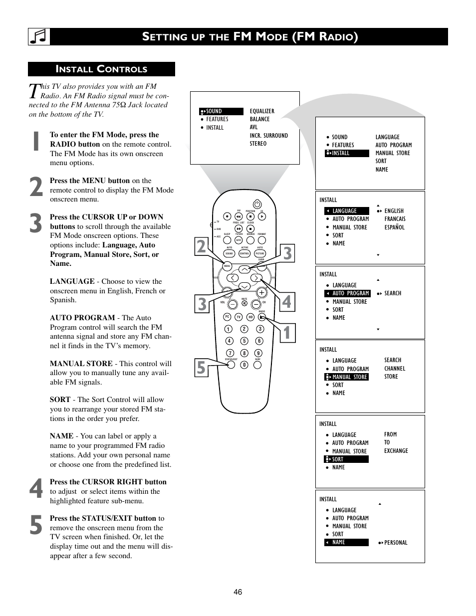 Fm m, Fm r | Philips Matchline Flat TV 15PF9945 15" LCD HDTV monitor with Crystal Clear III User Manual | Page 46 / 62
