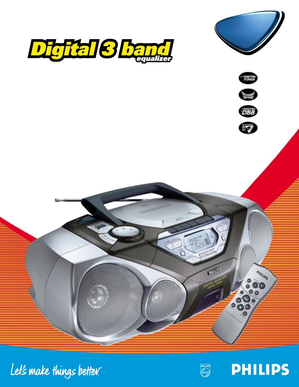 Philips CD Radio Cassette Recorder User Manual | 2 pages