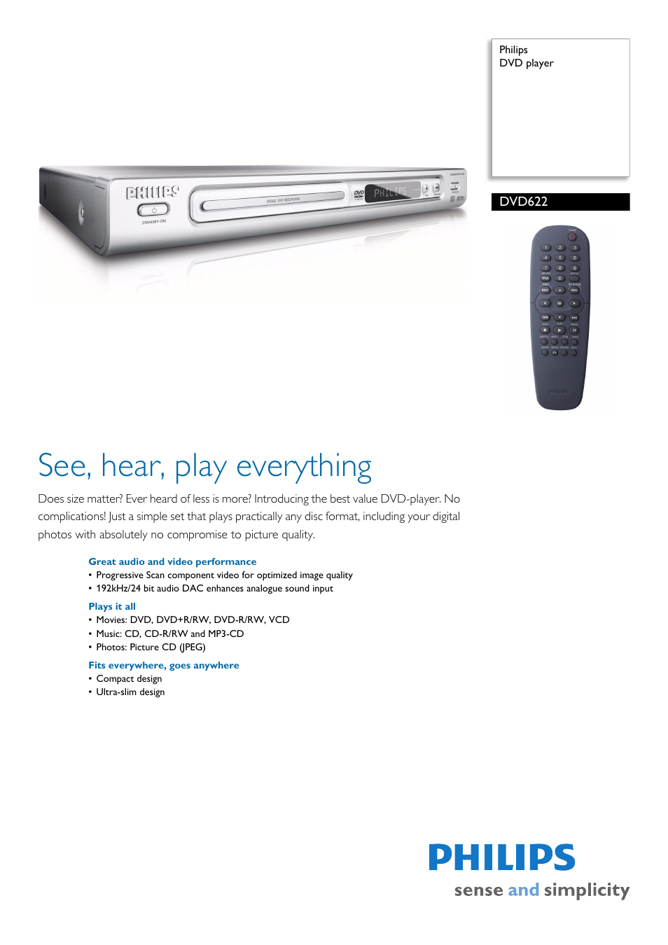 Philips DVD622-37 User Manual | 2 pages