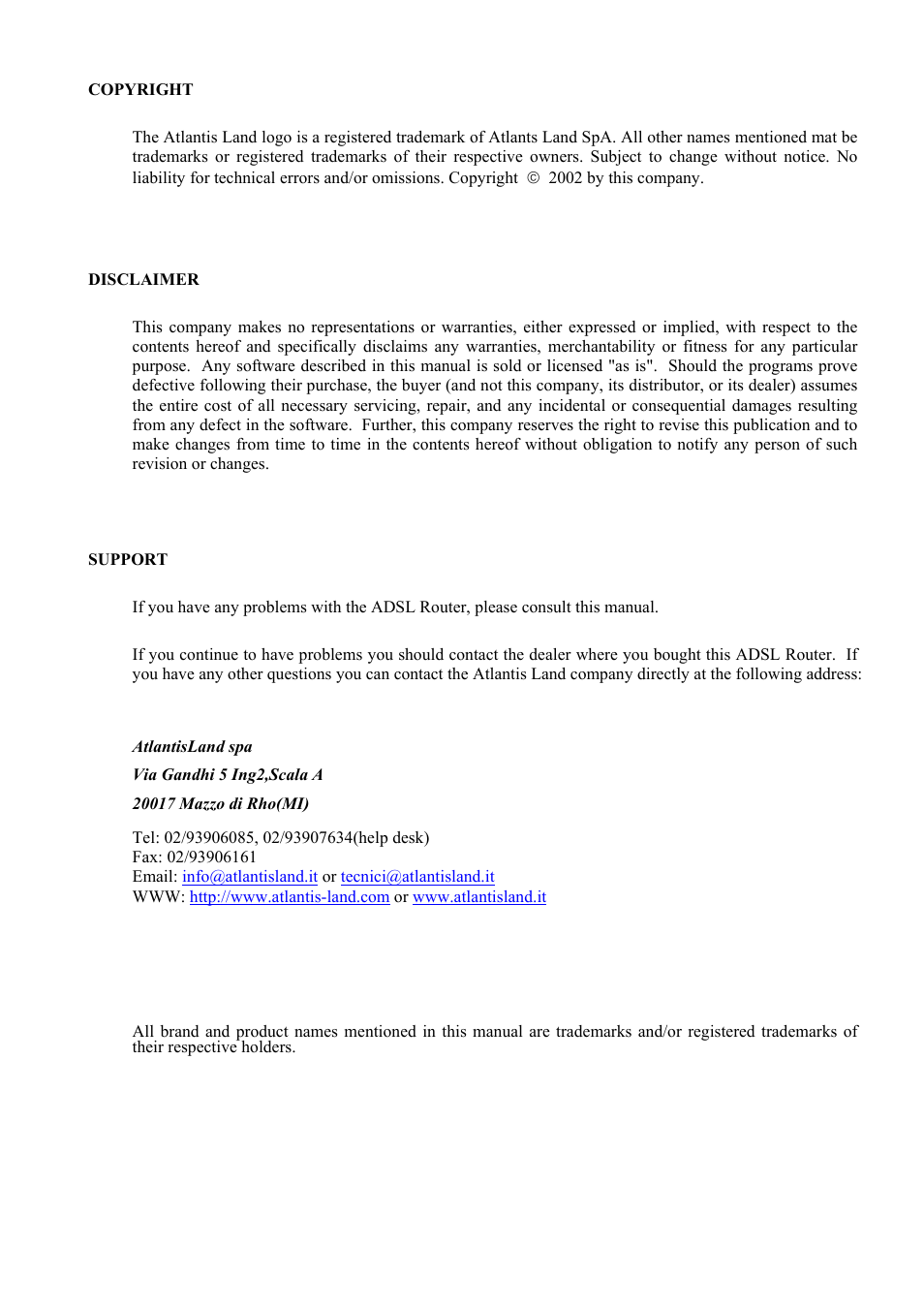 Atlantis Land ISDN Router with 10/100 LAN port ATLMMR MNE01 User Manual | Page 2 / 39