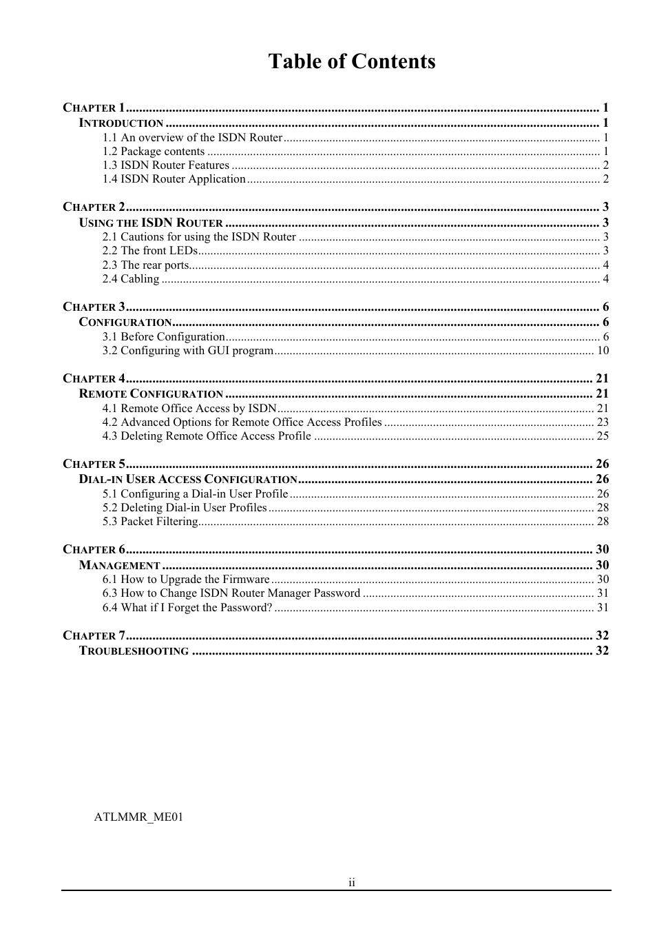 Atlantis Land ISDN Router with 10/100 LAN port ATLMMR MNE01 User Manual | Page 3 / 39