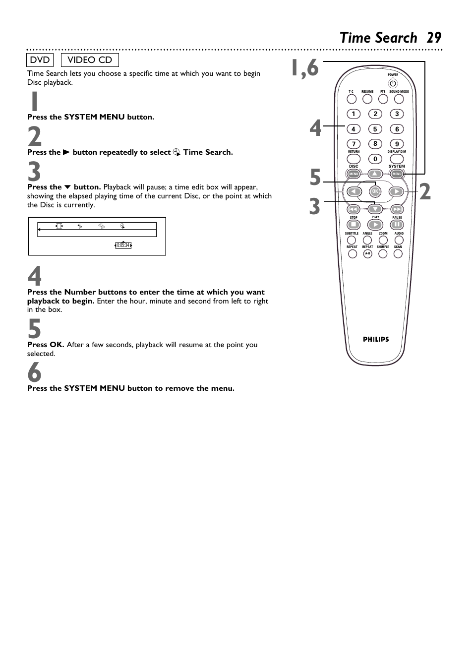 Time search 29 | Philips DVD962SA99 User Manual | Page 29 / 56