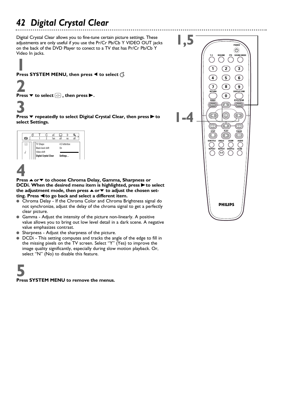 42 digital crystal clear | Philips DVD962SA99 User Manual | Page 42 / 56