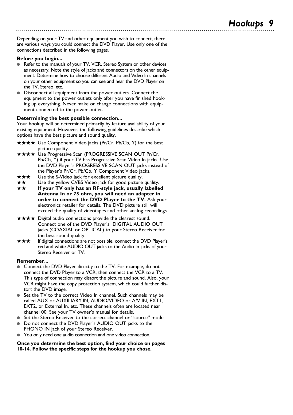 Hookups 9 | Philips DVD962SA User Manual | Page 9 / 56