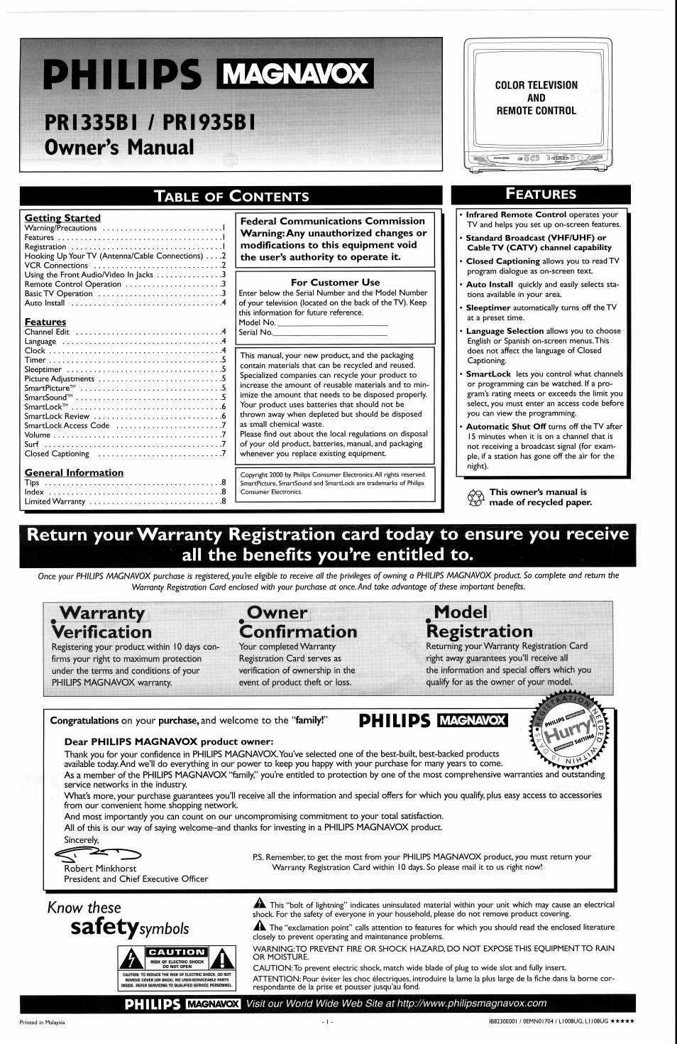 Philips PR1335B User Manual | 8 pages