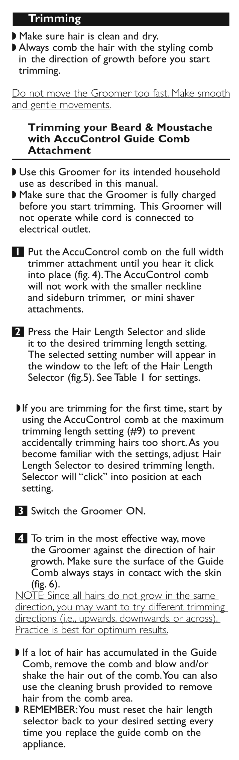Trimming | Philips G470-30 User Manual | Page 6 / 13