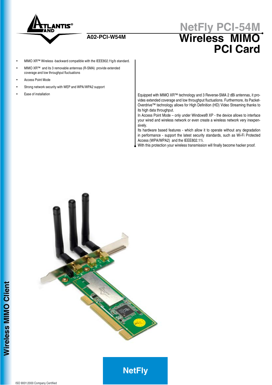 Atlantis Land NETFLY PCI-54M User Manual | 2 pages