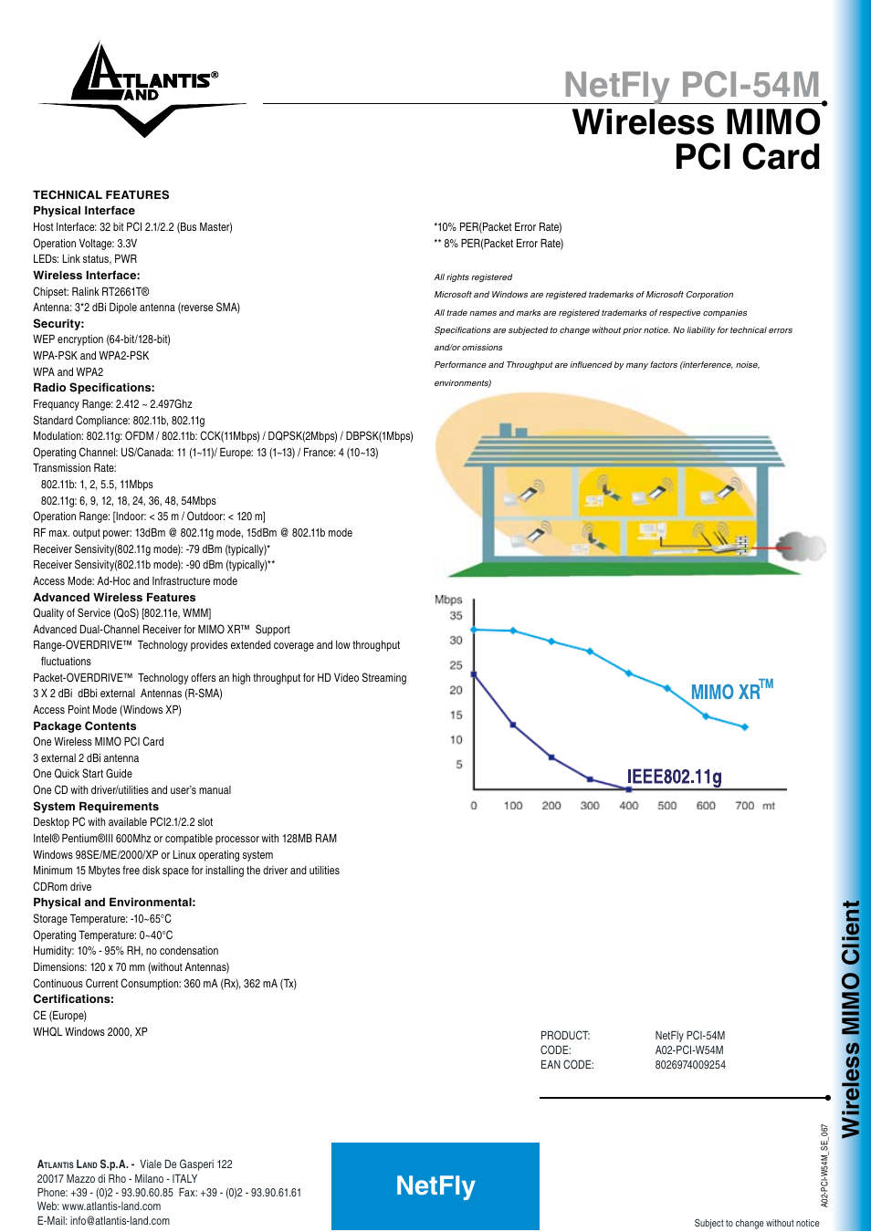 Netfly pci-54m wireless mimo pci card, Netfly, Wireless mimo client | Atlantis Land NETFLY PCI-54M User Manual | Page 2 / 2