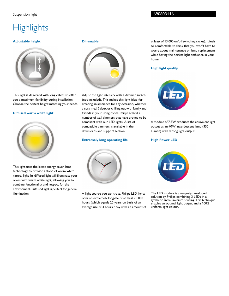 Highlights | Philips 690603116 User Manual | Page 2 / 3