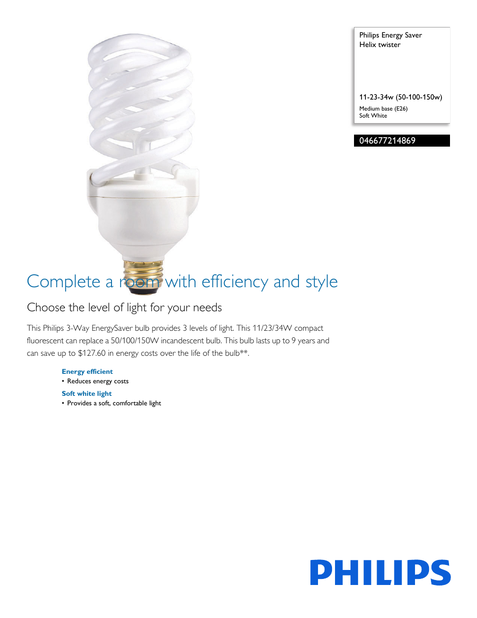 Philips 046677214869 User Manual | 2 pages