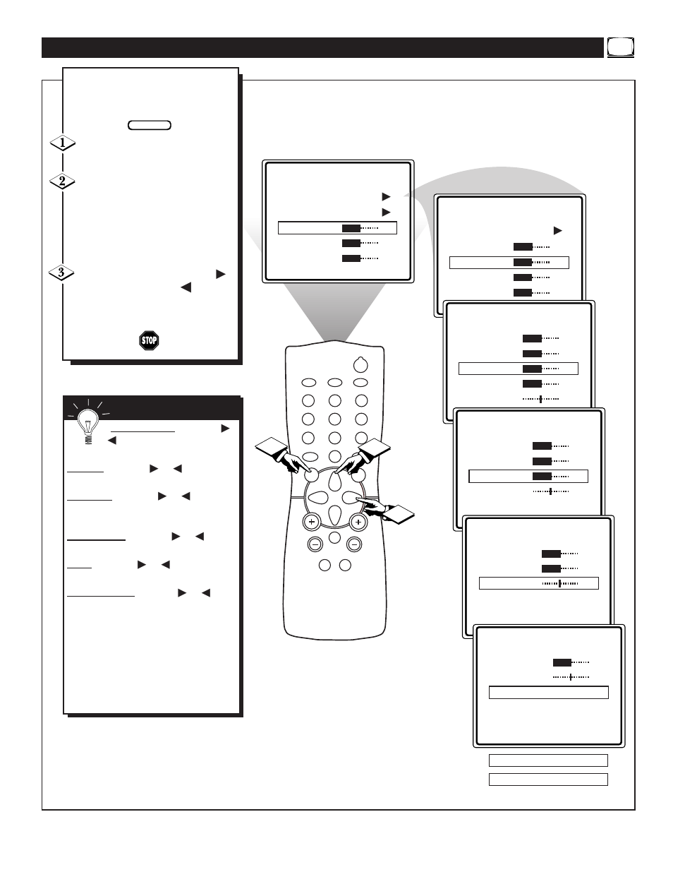 Tv p, Ow to, Djust the | Icture | Philips TS2556C User Manual | Page 15 / 40