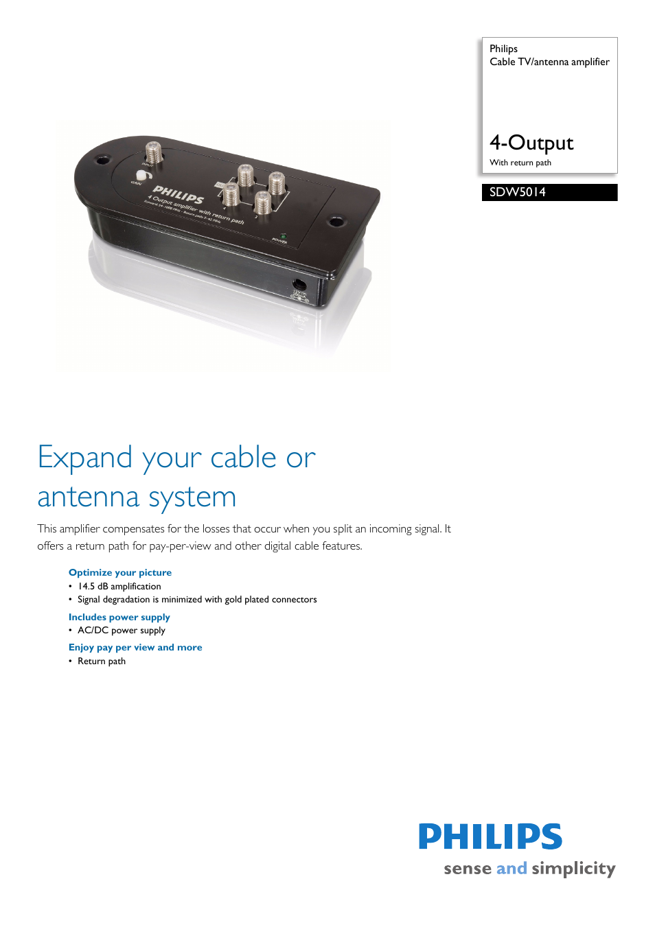 Philips SDW5014-17 User Manual | 2 pages