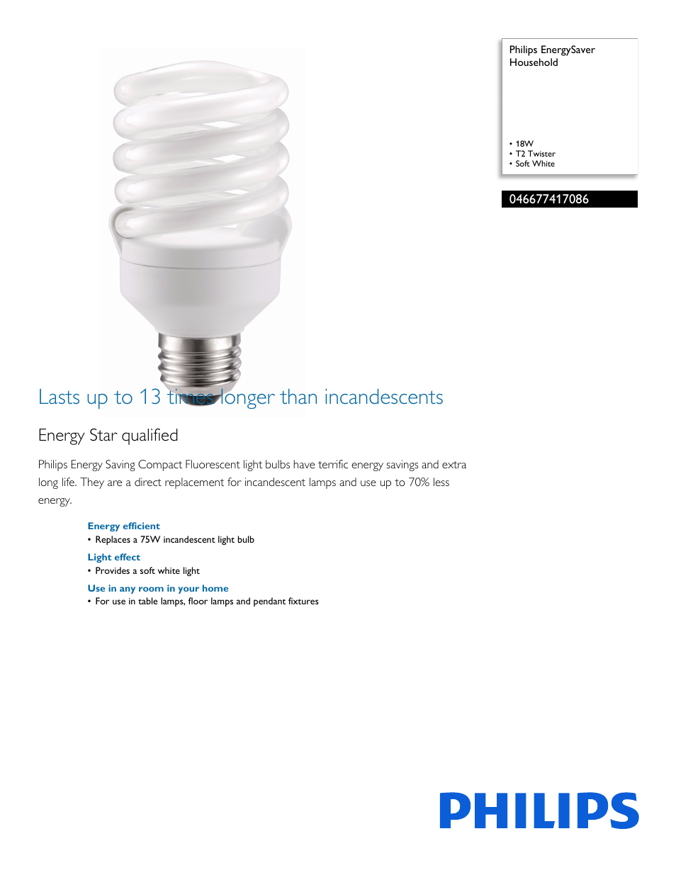 Philips 046677417086 User Manual | 2 pages