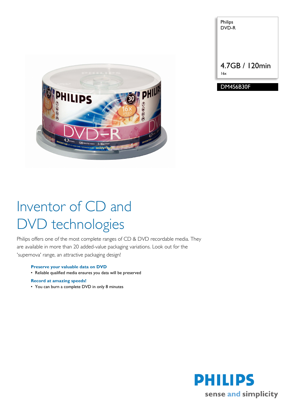 Philips DM4S6B30F-17 User Manual | 2 pages