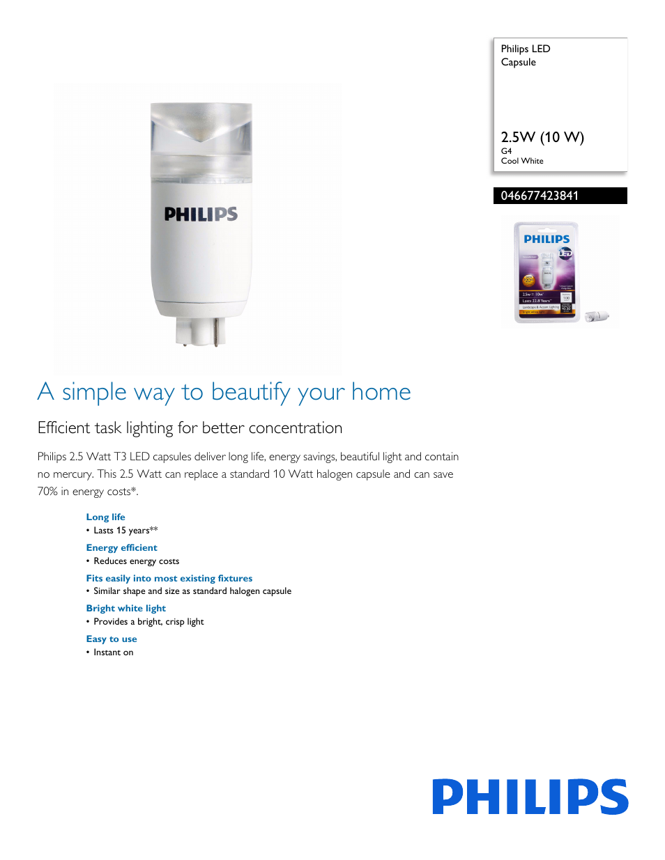 Philips 046677423841 User Manual | 2 pages