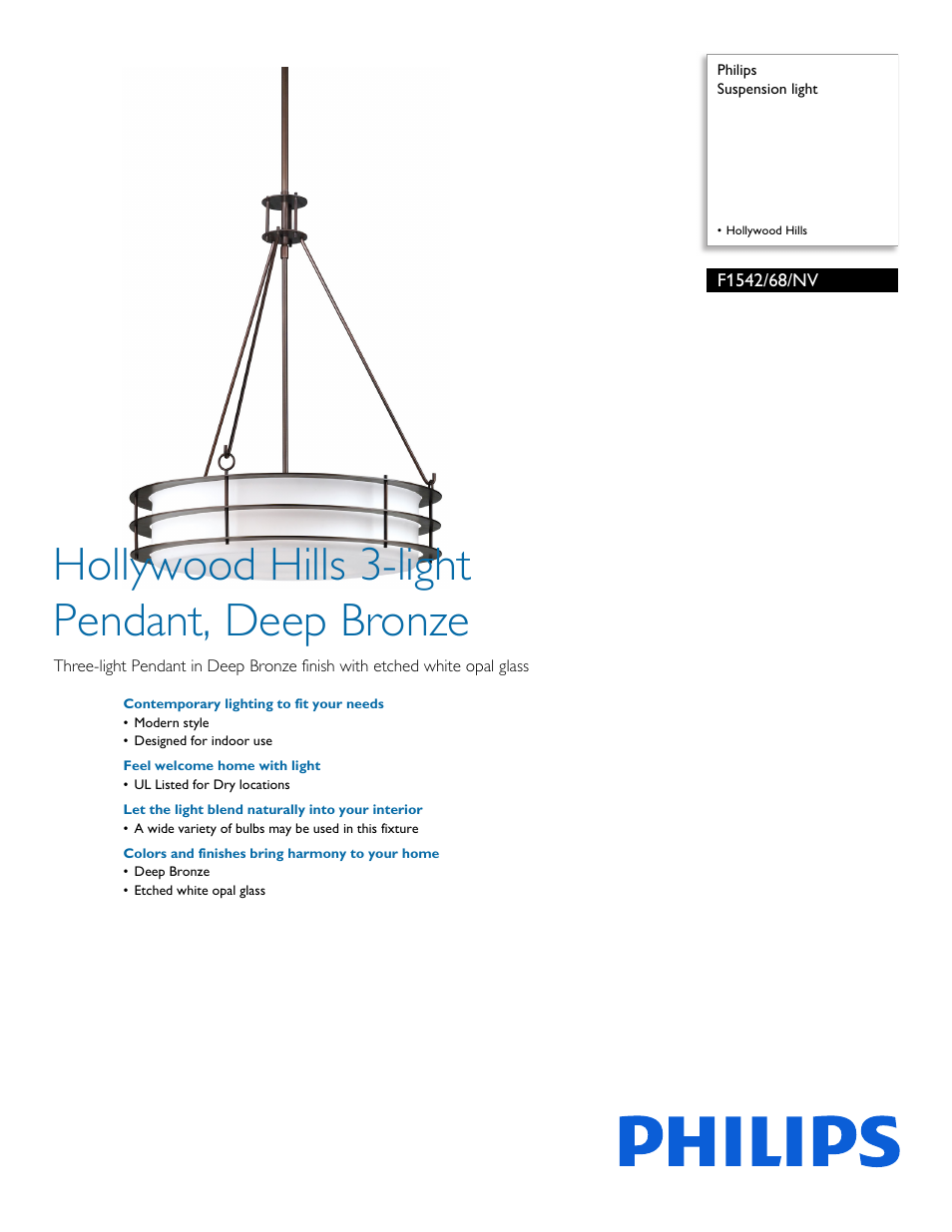 Philips F154268NV User Manual | 2 pages