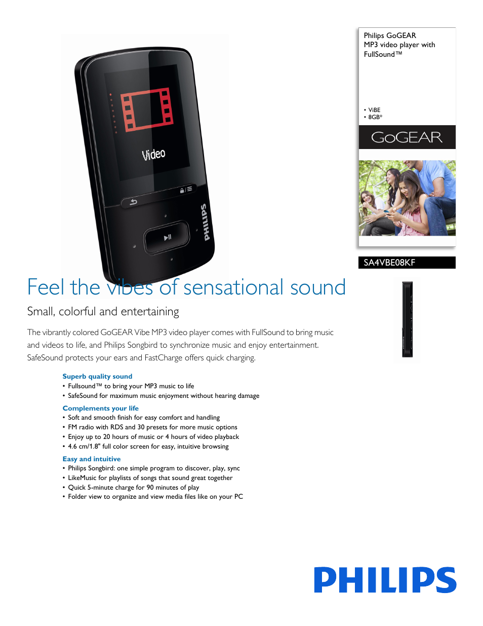 Philips SA4VBE08KF-37 User Manual | 3 pages