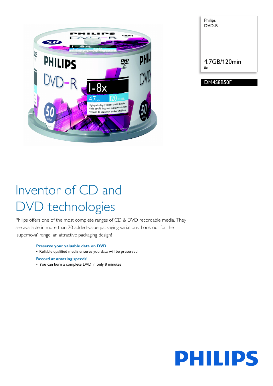 Philips DM4S8B50F-17 User Manual | 2 pages