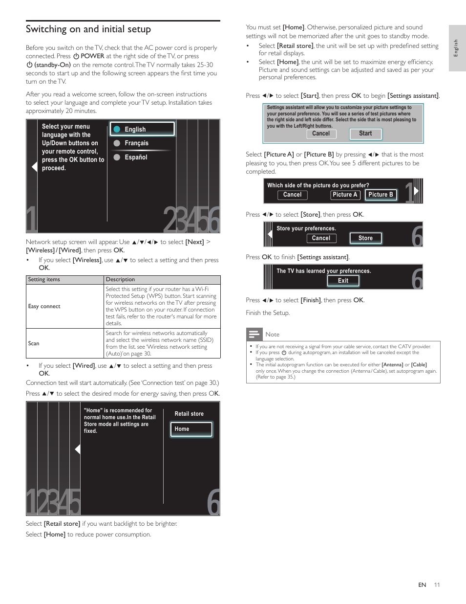 Switching on and initial setup | Philips 40PFL5706-F7 User Manual | Page 12 / 54