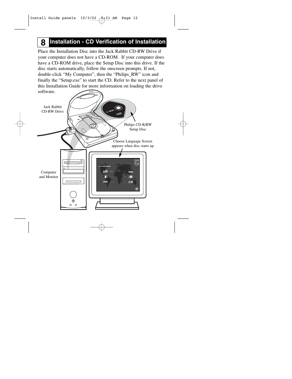 Installation - cd verification of installation | Philips JR24CDRW User Manual | Page 12 / 24