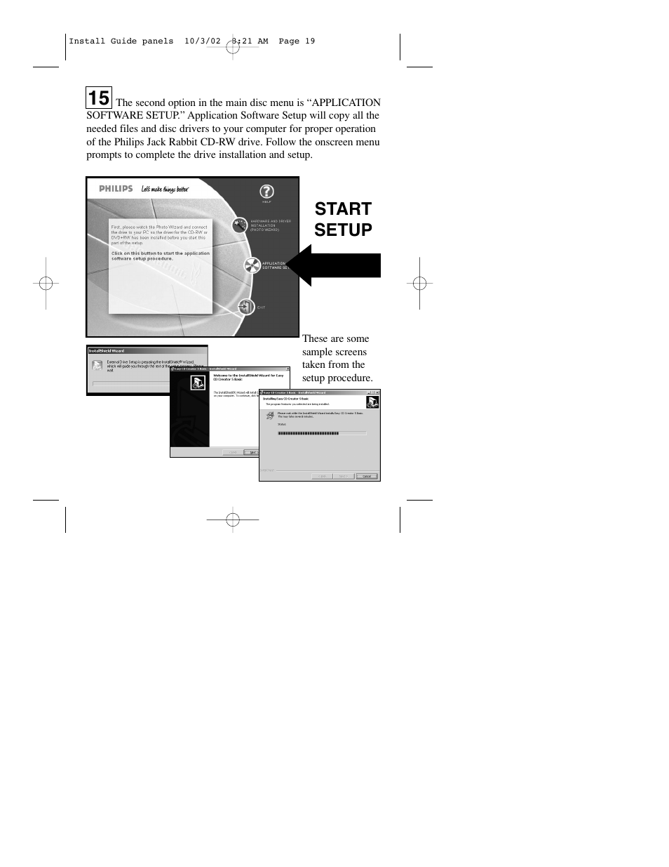 Start setup | Philips JR24CDRW User Manual | Page 19 / 24