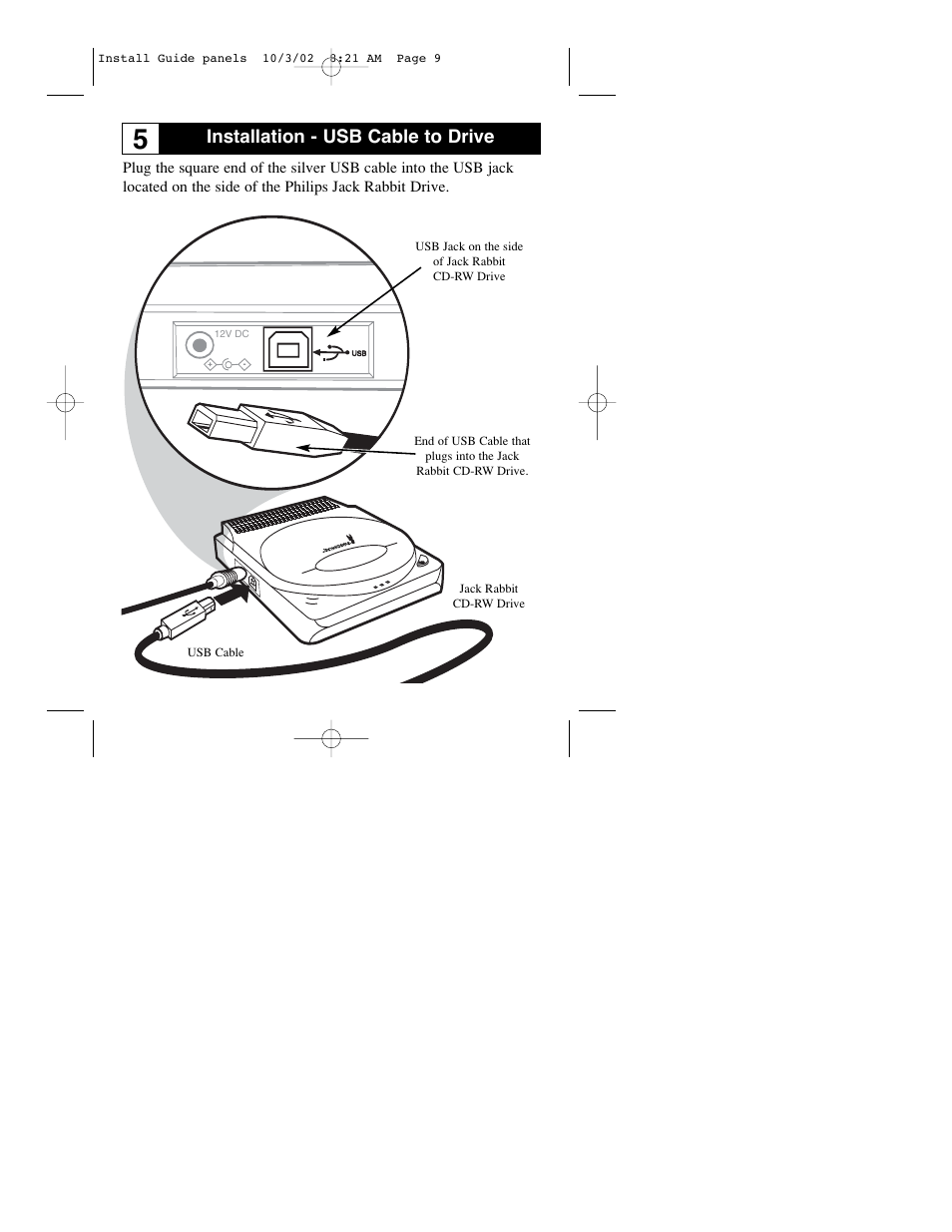 Installation - usb cable to drive | Philips JR24CDRW User Manual | Page 9 / 24