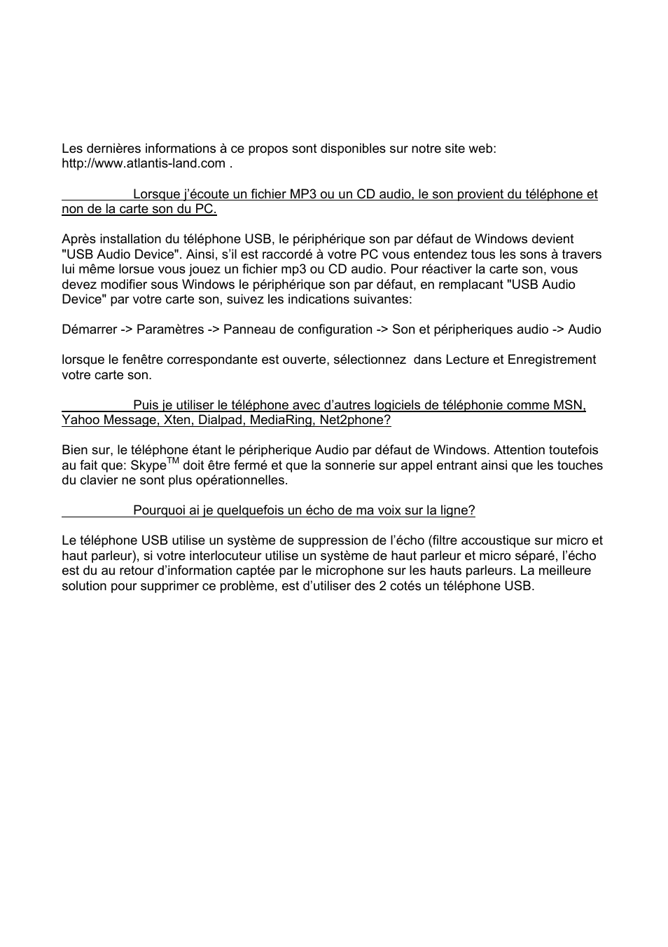 4 faq et disfonctionnement | Atlantis Land A02-IPH101_MX01 User Manual | Page 17 / 26