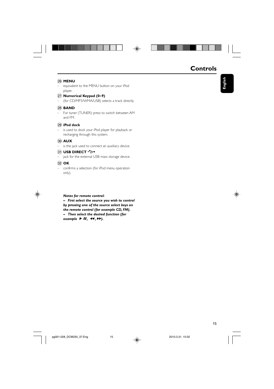 Controls | Philips DCM230-37B User Manual | Page 15 / 29