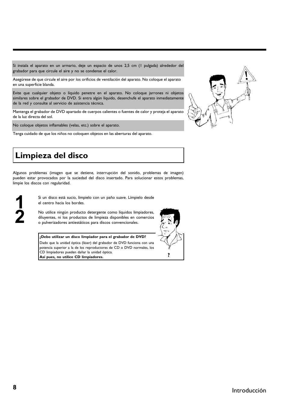 Limpieza del disco | Philips DVDR615-17 User Manual | Page 114 / 192