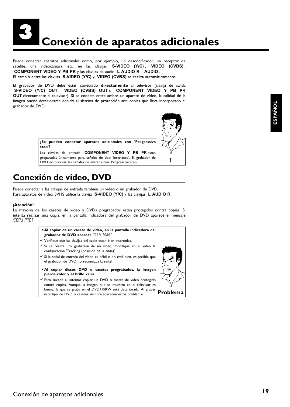 Conexión de aparatos adicionales, Conexión de vídeo, dvd | Philips DVDR615-17 User Manual | Page 125 / 192