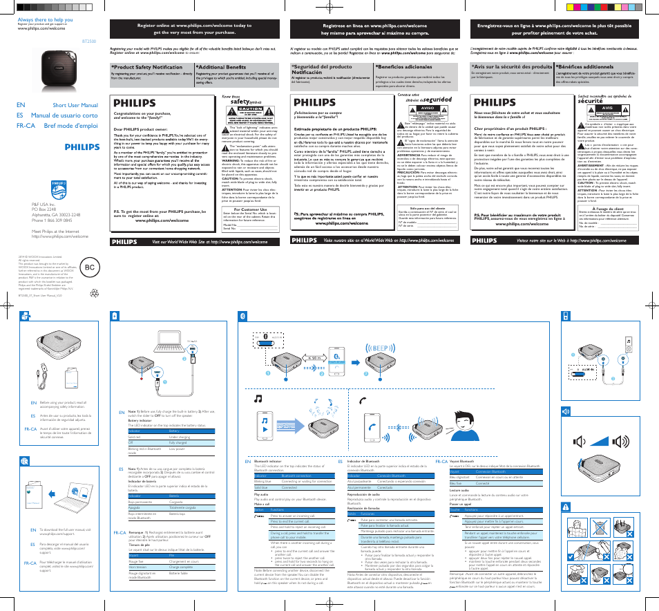 Philips BT2500B-37 User Manual | 2 pages