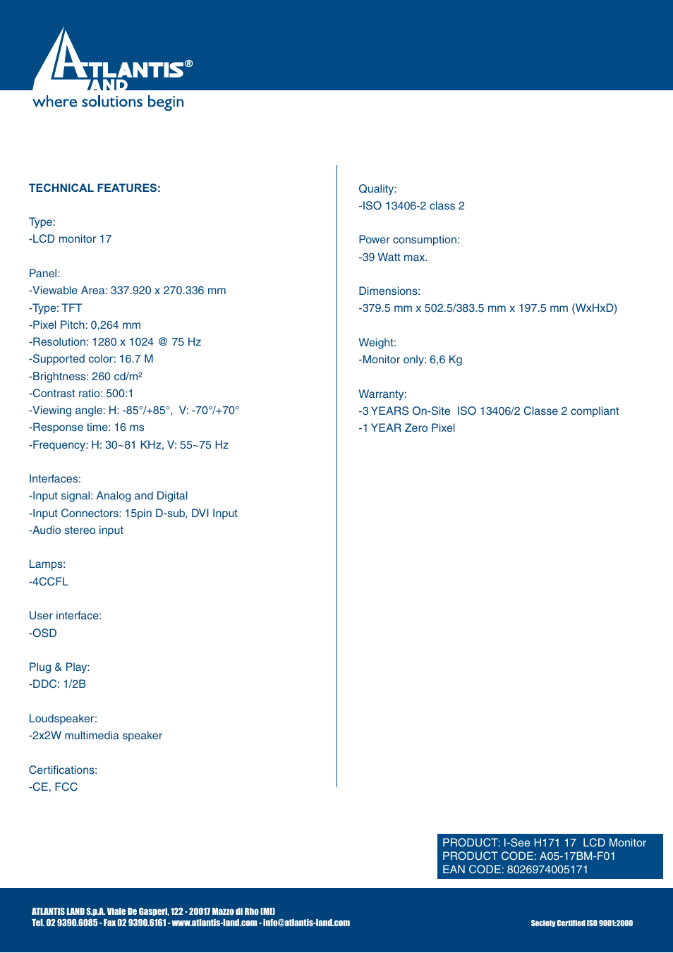 Atlantis Land I-See H171 User Manual | Page 2 / 2
