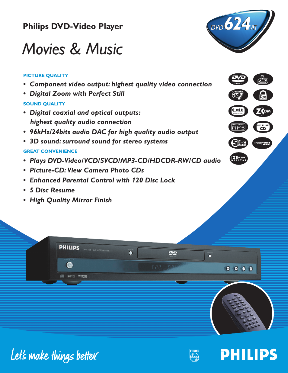 Philips DVD624AT User Manual | 2 pages