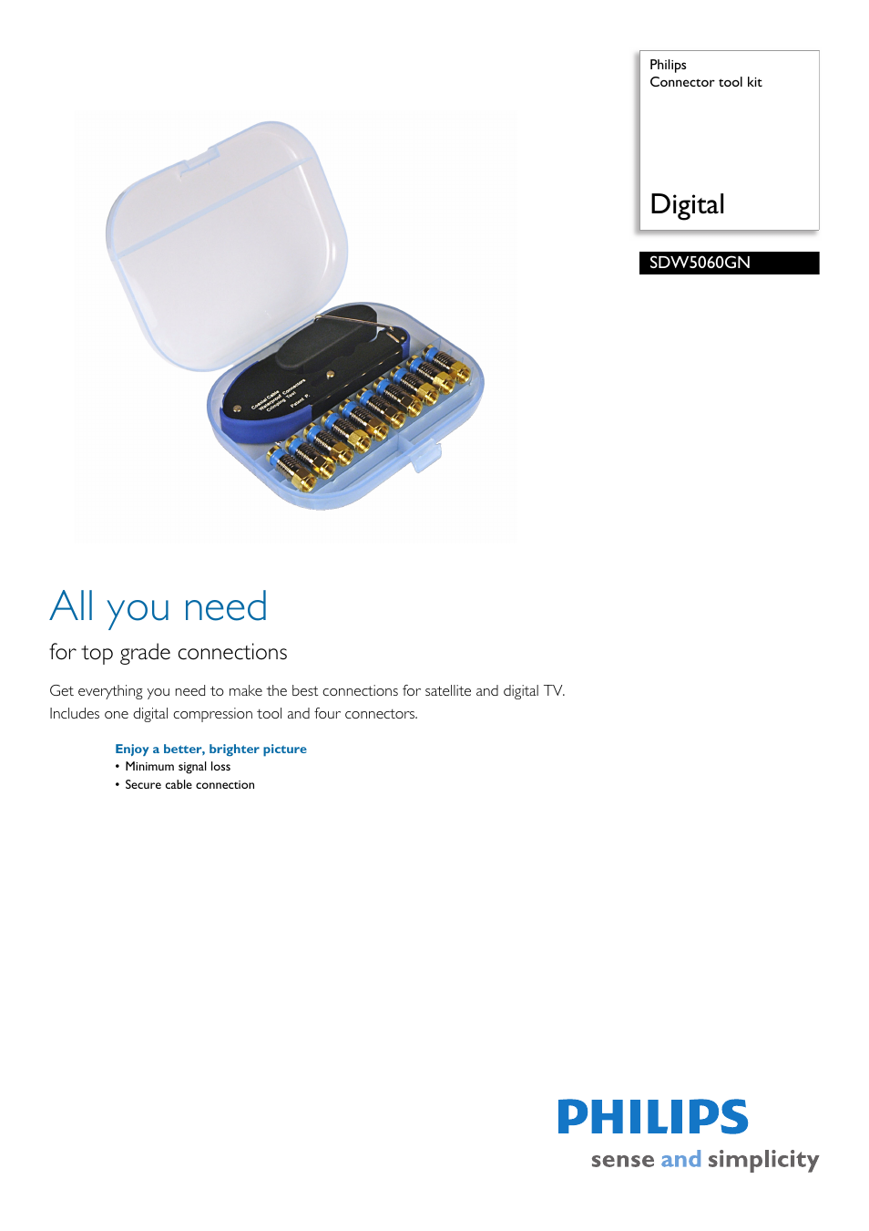 Philips Connector tool kit SDW5060GN Digital User Manual | 2 pages