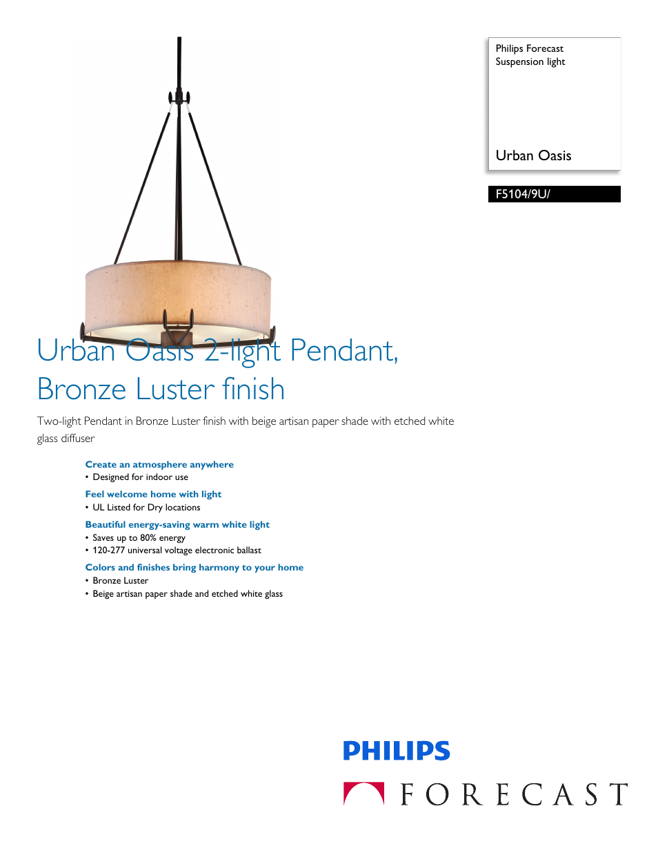 Philips F51049U User Manual | 2 pages