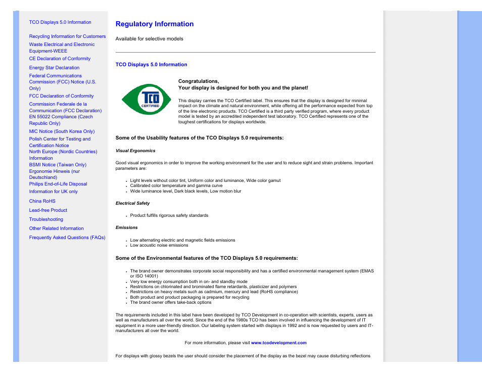 Regulatory information | Philips 220C1SW-00 User Manual | Page 15 / 107