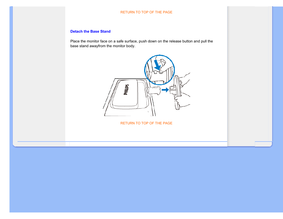 Detach the base stand | Philips 220C1SW-00 User Manual | Page 67 / 107