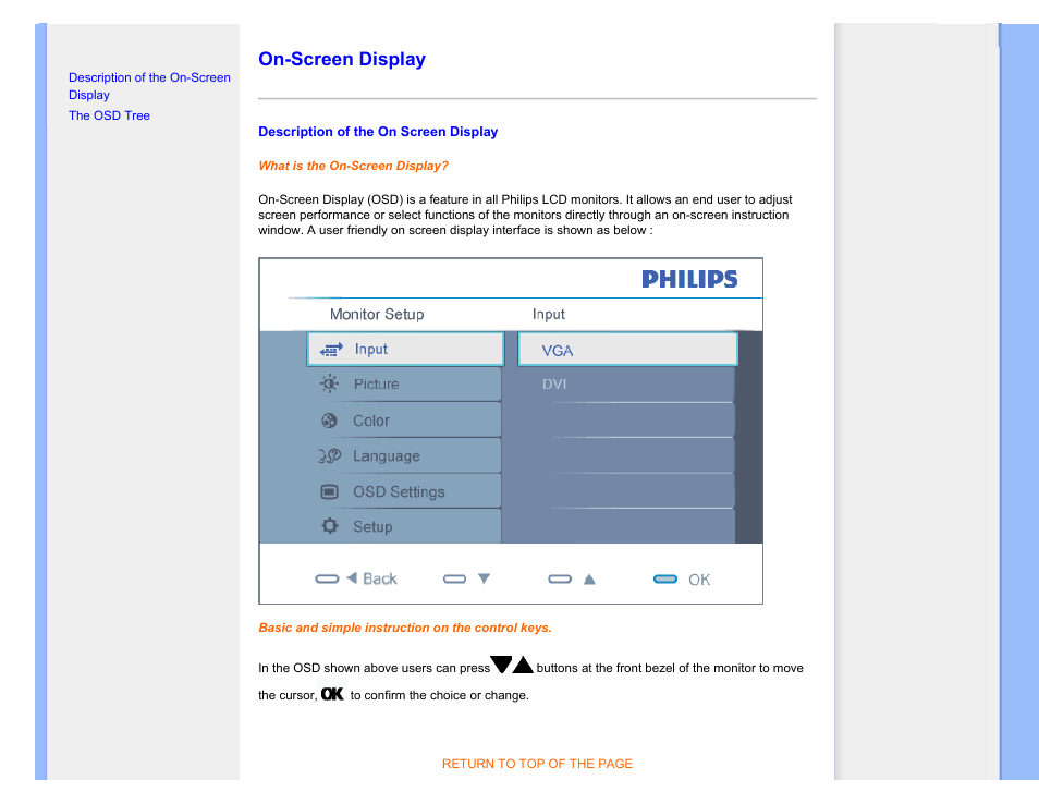 On-screen display | Philips 220C1SW-00 User Manual | Page 71 / 107