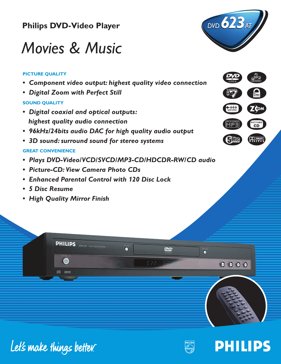 Philips DVD623AT User Manual | 2 pages