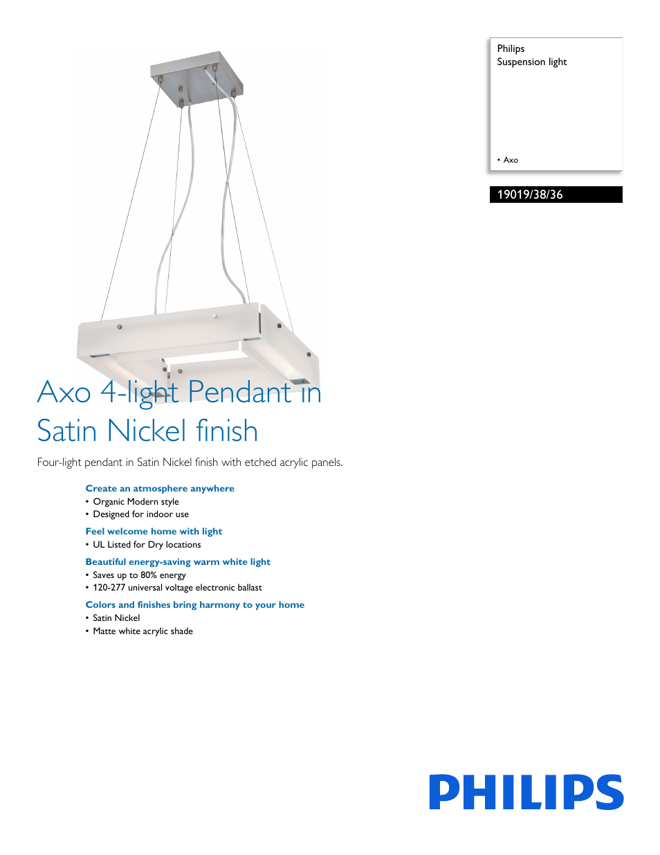 Philips 190193836 User Manual | 2 pages