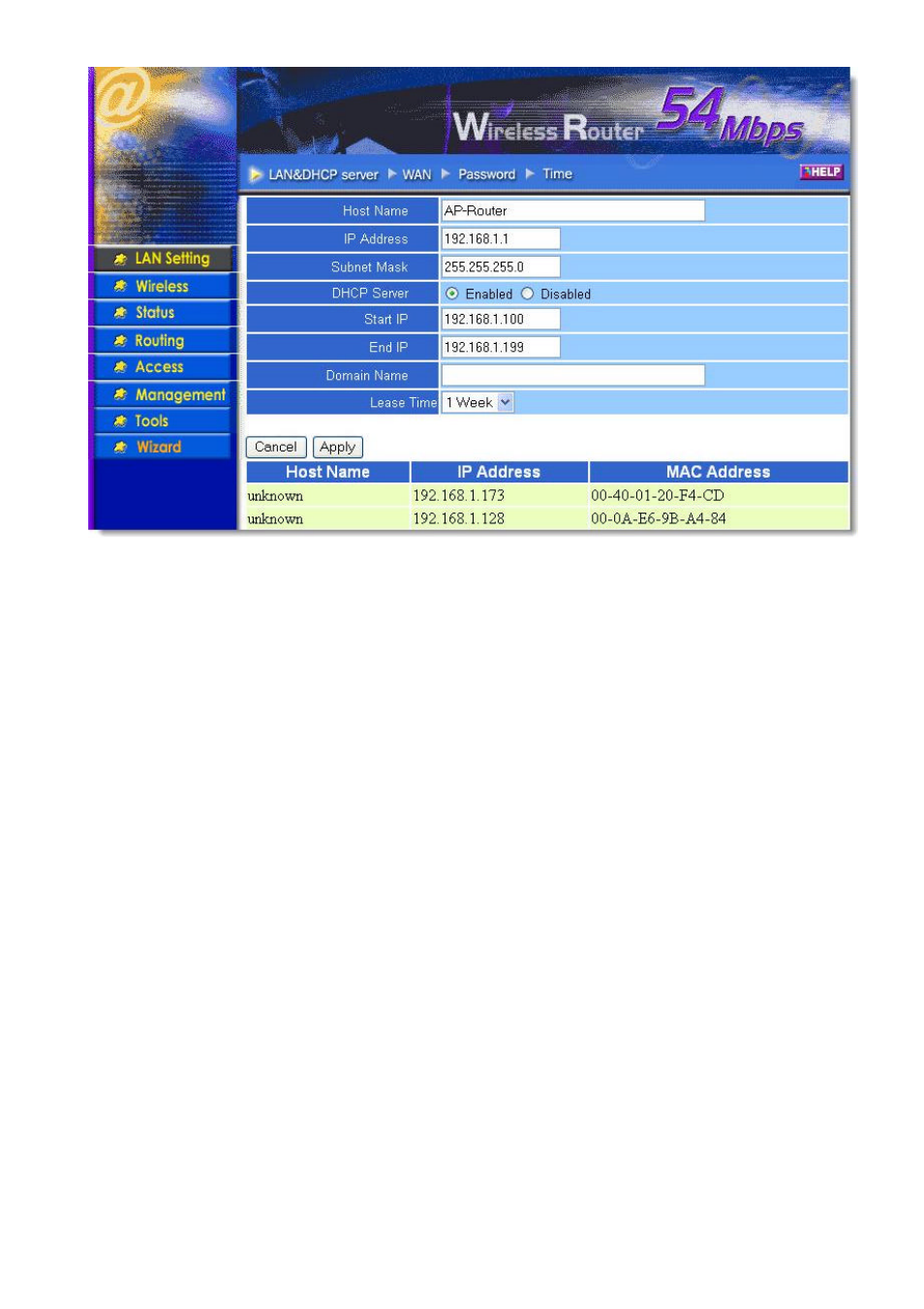 1 lan settings | Atlantis Land I-Fly 899 A02-WR-54G ME01 User Manual | Page 22 / 59