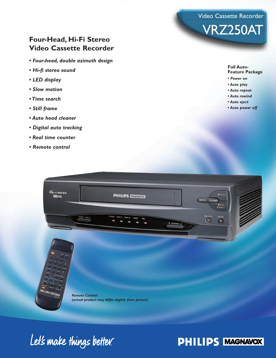 Philips VRZ250AT99 User Manual | 2 pages