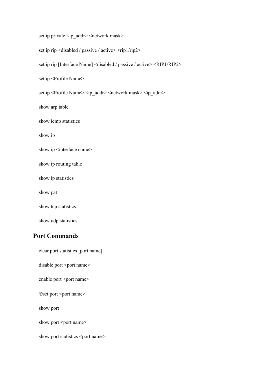 Port commands | Atlantis Land Mistral Lan Router ISDN User Manual | Page 9 / 48