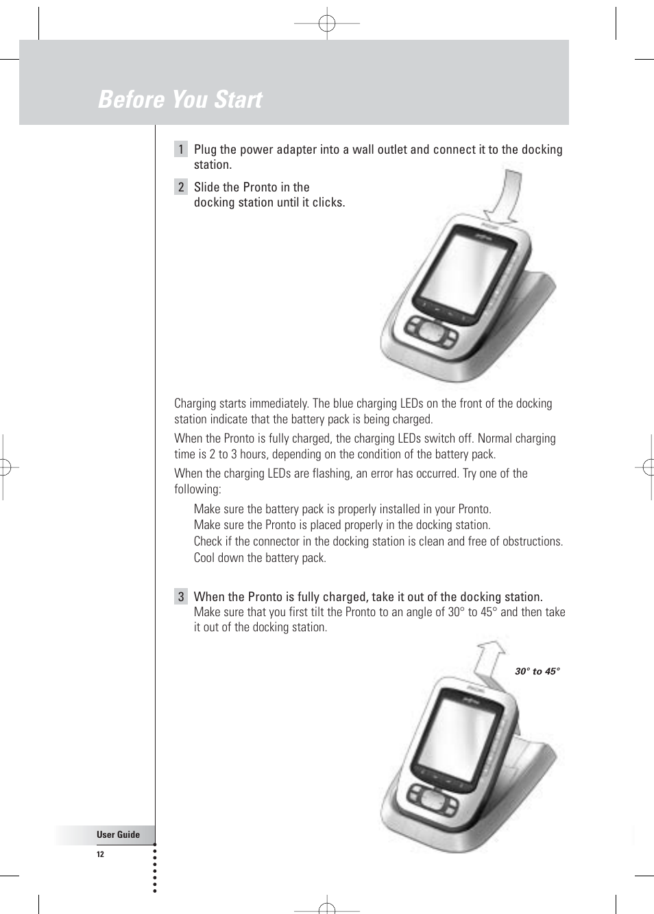 Before you start | Philips Pronto Home Theater Control Panel TSU3500 User Manual | Page 12 / 70