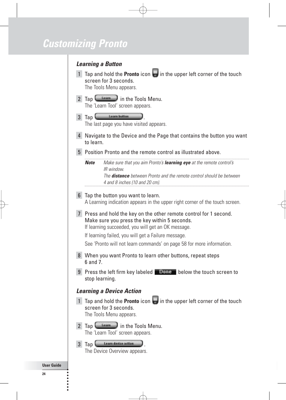 Customizing pronto | Philips Pronto Home Theater Control Panel TSU3500 User Manual | Page 24 / 70